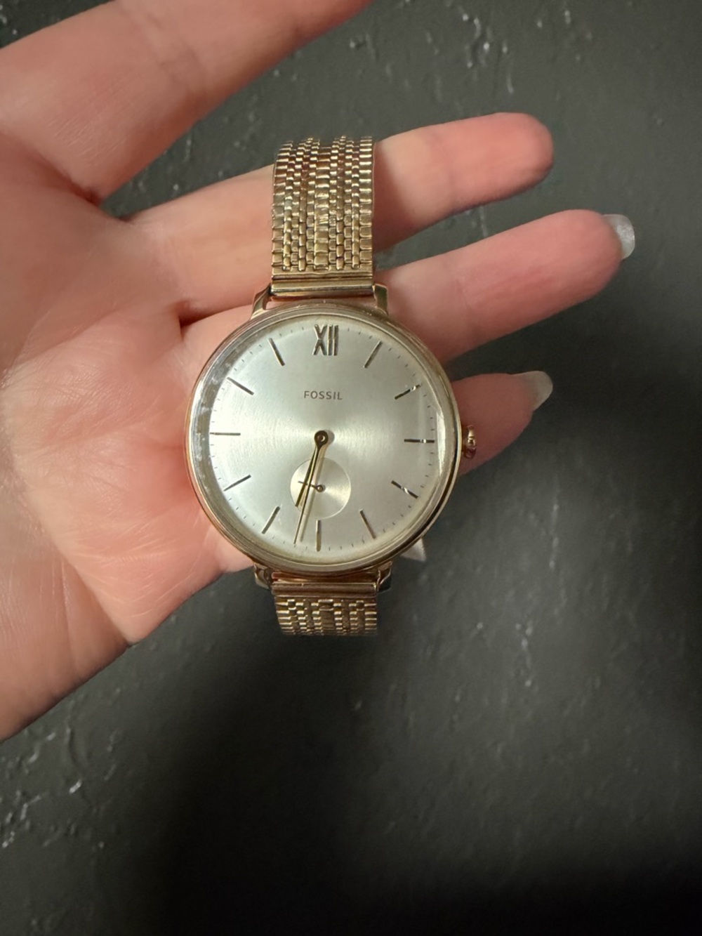 Fossil Gold Tone Bracelet Watch with Mesh Accent
